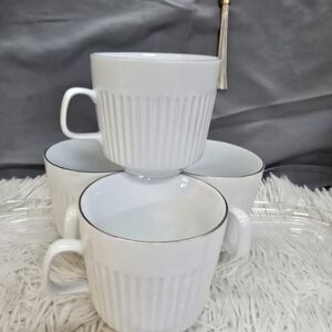 Elegant White Porcelain Mug Set Of 4